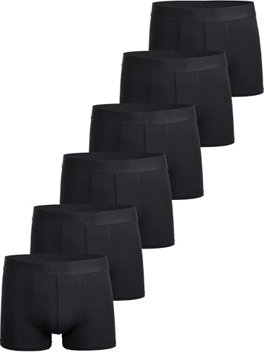 CLALER Herren Boxershorts 6er Pack Modal Unterhosen Männer Retroshorts Unterwäsche Boxer Shorts for Men Atmungsaktiv Stretch Bequeme Underwear Trunks（Schwarz*6,L von CLALER