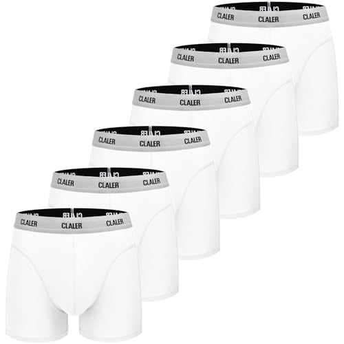 CLALER Herren Boxershorts Modal Unterhosen Männer 6er Pack Retroshorts Unterwäsche Atmungsaktiv Underpants Bequeme Underwear Trunks（Weiß*6,L von CLALER