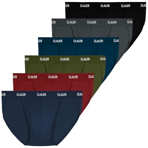 CLALER Herren Slips Modal 6er Pack Unterwäsche Männer Atmungsaktive Sport Unterhosen (Schwarz+Bleigrau+Marineblau+Dunkelblau+Olivgrün+Weinrot,XL) von CLALER