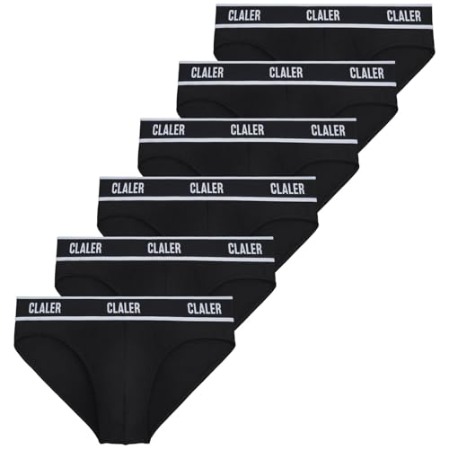 CLALER Slip Herren Bambus Unterhosen Männer Atmungsaktive Unterwäsche mit Stretch Antibakteriell Sport Herren-Slips 6er Pack (Schwarz*6,L) von CLALER