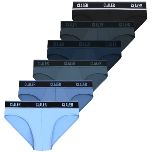 CLALER Slip Herren Bambus Unterhosen Männer Atmungsaktive Unterwäsche mit Stretch Antibakteriell Sport Herren-Slips 6er Pack (Schwarz+Grau+Königsblau+Dunkelblau+Mittelgraublau+Seeblau,M) von CLALER