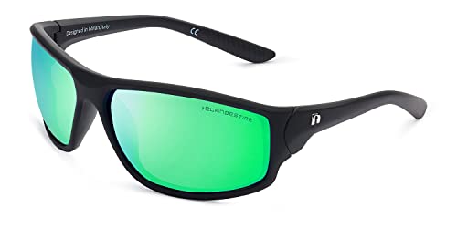 CLANDESTINE - Sonnenbrille Curve 1 Matte Black Green - Grüne Verspiegelte Gläser und Kunsstoffrahmen - Sonnenbrille für Männer und Damen - Smart Vision Technology - Bessere Sicht, Geringere Blendung von CLANDESTINE