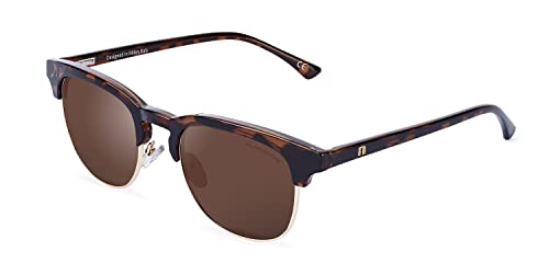 CLANDESTINE - Sonnenbrille Highbrow Gold Habana Brown - Braune HD Nylon Gläser und Kunststoffrahmen - Sonnenbrille für Männer & Damen - Smart Vision Technology - Bessere Sicht und Geringere Blendung von CLANDESTINE