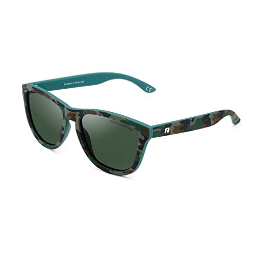 CLANDESTINE - Sonnenbrille Model 8 Camouflage Dark Green N - Grüne HD Nylon Gläser und TR90 Rahmen - Sonnenbrille für Männer und Damen - Smart Vision Technology - Bessere Sicht und Geringere Blendung von CLANDESTINE
