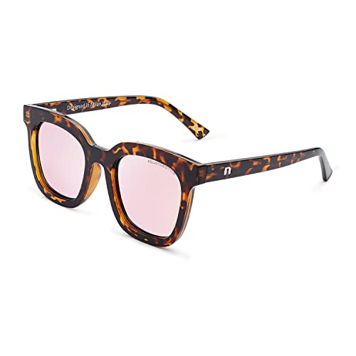 CLANDESTINE - Sonnenbrille Quadrato 2 Habana Rose - Rosa Polarisierte Gläser und Kunststoffrahmen - Sonnenbrille für Männer und Damen - Smart Vision Technology - Bessere Sicht und Geringere Blendung von CLANDESTINE