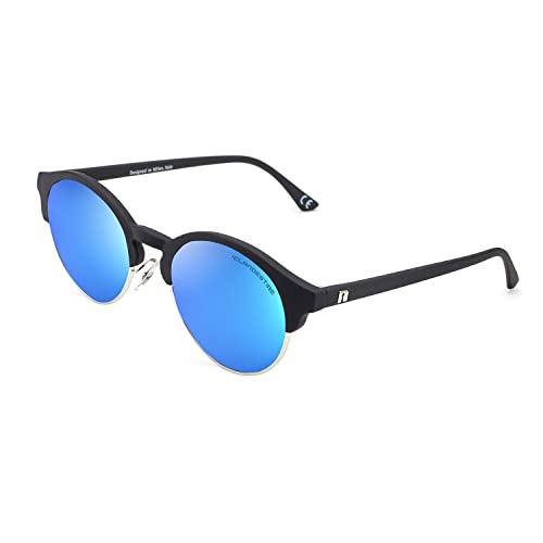 CLANDESTINE - Sonnenbrille Sferico 9 Black Silver Blue - Blaue HD Nylon Gläser und Rahmen aus TR90 und Edelstahl - Unisex Sonnenbrille - Smart Vision Technology - Bessere Sicht und Geringere Blendung von CLANDESTINE