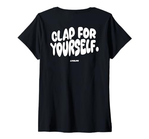 Damen CLAP for Yourself X LIVELIFE. Selbstliebe Selflove Backprint T-Shirt mit V-Ausschnitt Damen CLAP for Yourself X LIVELIFE. Selbstliebe Selflove Backprint T-Shirt mit V-Ausschnitt von CLAP FOR YOURSELF X LIVELIFE SELFLOVE CLUB