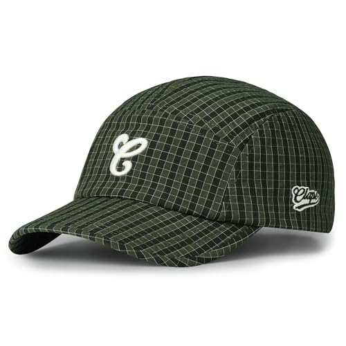 CLAPE 5 Panel Baseball Cap Basecap Herren Damen Schnell Trocknend Baseballkappe Karierte Sonnenhut UV Schutz Verstellbar Klassisch Gebogene Krempe Outdoor Sport Cap Grün Green BSAC2569 von CLAPE