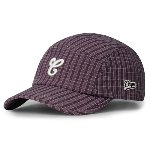 CLAPE 5 Panel Baseball Cap Basecap Herren Damen Schnell Trocknend Baseballkappe Karierte Sonnenhut Verstellbar Klassisch Gebogene Krempe Outdoor Sport Cap Violett Purple BSAC2569 von CLAPE