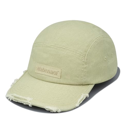 CLAPE 5 Panel Baseball Cap Distressed Washed Basecap im Used Look Flat Brim Snapback Cap UV Schutz Schildkappen Baumwolle Schirmmütze Sommer Camp Cap von CLAPE