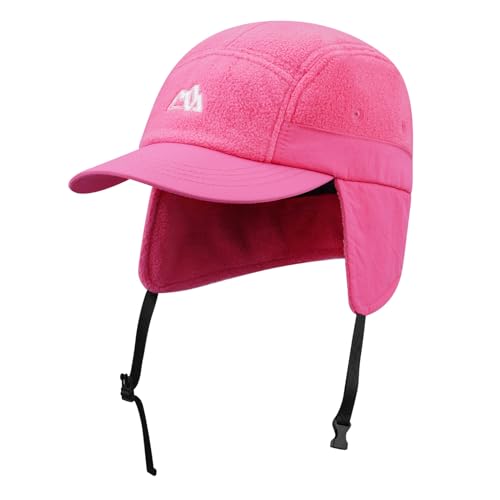 CLAPE 5 Panel Baseball Cap with Ear Flaps Unisex Winter Basecap Herren Damen Fliegermütze mit Ohrenschutz Verstellbar Warme Wollcap von CLAPE