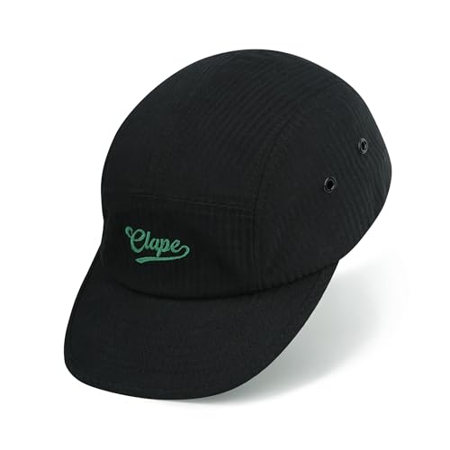 CLAPE 5 Panel Cap Basecap Herren Damen Flat Brim Baseball Cap Baumwolle Einstellbar Sport Kappe Schwarz Black BSAP2515 von CLAPE