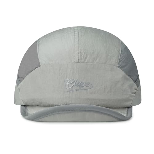 CLAPE 5 Panel Cap Running Short Brim Baseball Cap SchnellTrocknend Leicht Wasserabweisend Sport Hat Herren Damen Baseballkappe mit Weicher Krempe Radmütze Laufkappe Cycling Grau Grey BSSD2566 von CLAPE