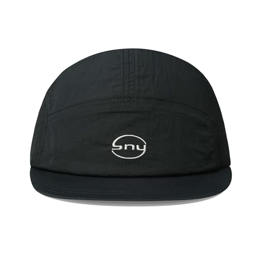CLAPE 5 Panel Cap Short Brim Baseball Cap Flache Mütze Trocknend Mesh Cap Atmungsaktiv Running Sport Kappe Sommer Basecap Kurzer Schirm Schwarz Black BSSP2559 von CLAPE