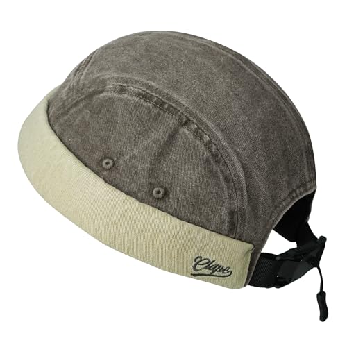CLAPE 5 Panel Docker Cap Herren Damen Baumwolle Cap Ohne Schirm Kappe Ohne Schirm Docker Mütze Verstellbar Hafenmütze Beanie Fischermütze Seemannsmütze Braun Brown FMA2505 von CLAPE