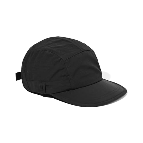 CLAPE 5 Panel Sport Cap Herren Schnelltrocknend Laufkappe Atmungsaktive Basecap Outdoor Camp Cap UV-Schutz Kappe Verstellbar Fitted Kappe Black WBQSG1 von CLAPE