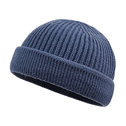 CLAPE Acryl Schippermütze Trawler Winter Beanie Hat Retro Fischermütze Strickmütze Rollmütze Extra Kurz Wolle Seemannsmütze von CLAPE