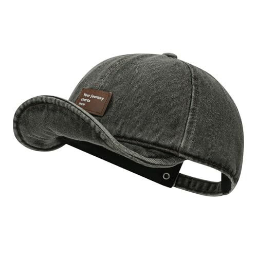 CLAPE Baseball Cap Kurzer Schirm Basecap Herren Damen Flache Krempe Kappe Einstellbar Short Brim Running Cap Darkgrey BSAD2516 von CLAPE
