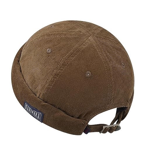 CLAPE Baumwolle Beanie Fischermütze Verstellbar Dockercap Dockermütze Rollmütze Herren Retro Brimless Hat Cap Worker Sailor Cap Brown HBH01 von CLAPE