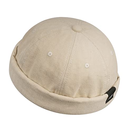 CLAPE Baumwolle Docker Mütze Ohne Schirm Adjustable Brimless Hat Docker Cap Herren Damen Cuffed Beanie Kappe Bikermütze von CLAPE