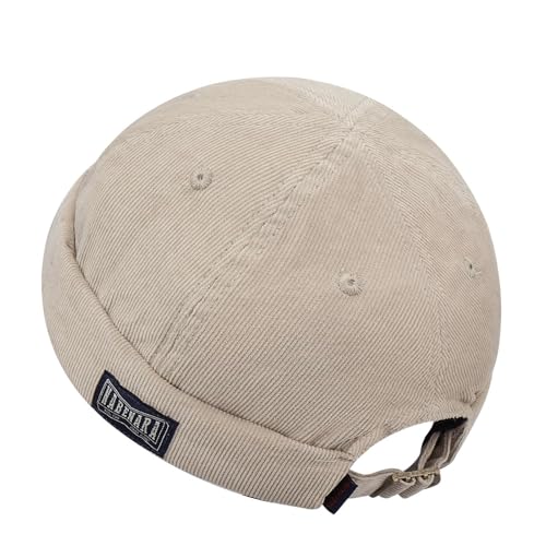 CLAPE Baumwolle Dockercap Herren Verstellbar Seemannsmütze UV-Schutz Dockermütze Retro Docker Leon Brimless Hat Rolled Cuff Harbour Hat Beige HBH01 von CLAPE
