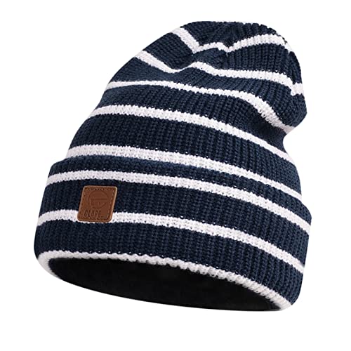 CLAPE Cuffed Wintermütze für Herren und Damen Elastisch Strickmütze Striped Slouch Beanie Mütze Acryl Trawler Mütze Wollmütze von CLAPE