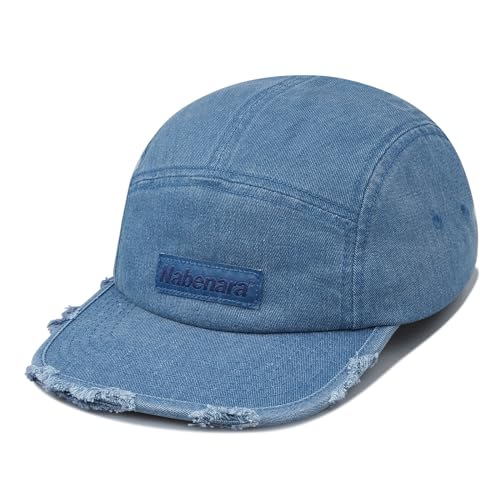 CLAPE Distressed 5 Panel Cap für Damen Herren Flat Brim Baseball Cap Washed Cotton Basecap Verstellbar Schildkappe UV Schutz Snapback Cap von CLAPE
