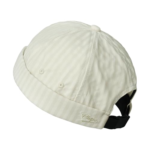 CLAPE Docker Cap Herren Damen Cap Ohne Schirm Plaid Kappe Ohne Schirm Schnell Trocken Docker Mütze Verstellbar Hafenmütze Fischermütze Seemannsmütze Beige FMA2502 von CLAPE