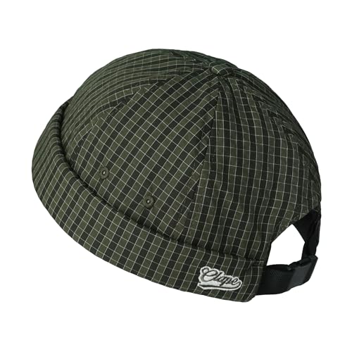CLAPE Docker Cap Herren Damen Cap Ohne Schirm Plaid Kappe Ohne Schirm Schnell Trocken Docker Mütze Verstellbar Hafenmütze Fischermütze Seemannsmütze Grün Green FMA2502 von CLAPE
