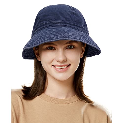 CLAPE Faltbar Anglerhut Retro Washed Cotton Bucket Hat Breite Krempe Fischerhut Leichtgewicht Sonnenschutzhut Adumbral Hut for Damen Herren von CLAPE