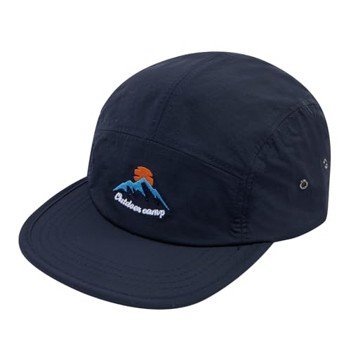 CLAPE Flat Brim Baseball Cap 5 Panel Camp Hat Wasserdicht Basecap Sommer Outdoor Kappe Unstructured Dad Cap Atmungsaktive Sunscreen Navy DFB3 von CLAPE