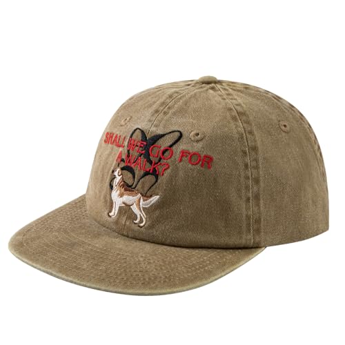 CLAPE Flat Brim Baseball Cap für Herren Damen Freizeit Stickerei Basecap Retro Washed Cotton Ball Cap Low Profile Dad Cap UV-Schutz Schildmütze von CLAPE