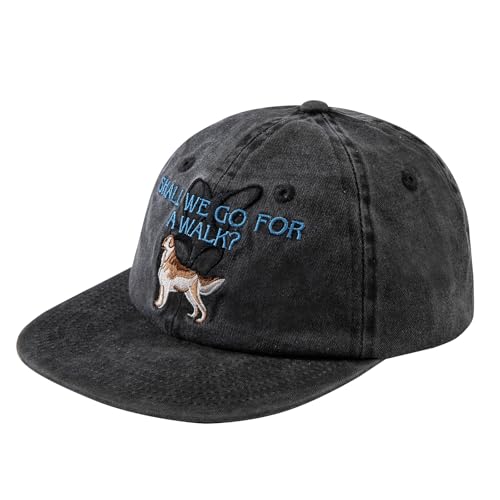 CLAPE Flat Brim Snapback Cap Washed Cotton Baseball Cap Herren Sommer Stickerei Basecap Damen Verstellbar Low Profile Cap Freizeit Schildkappe von CLAPE
