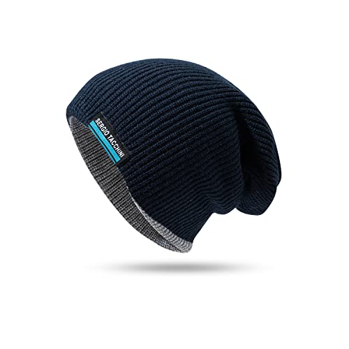 CLAPE Heritage Style Beanie Hat Long Beanie Strickmütze Reversibel Winter Mütze Flexibler Slouch Hat Leichte Feinstrick Mütze Streetwear Mütze von CLAPE