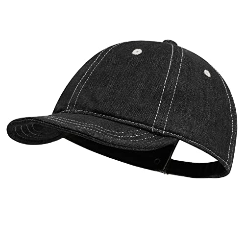 CLAPE Short Brim Baseball Cap Denim-Baumwolle Vintage Kappe Herren Damen Snapback Basecap Casual Sport Cappy Verstellbar Cycling Cap von CLAPE