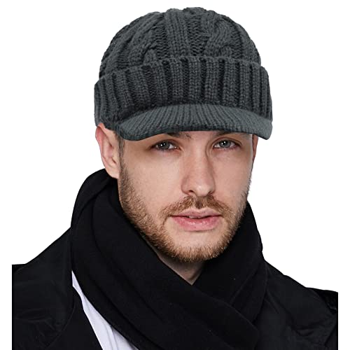 CLAPE Herren Mütze mit Schirm Wolle Strickmütze Outdoor Visor Beanie Knitted Hat Winter Warm Mütze für Herren Damen von CLAPE