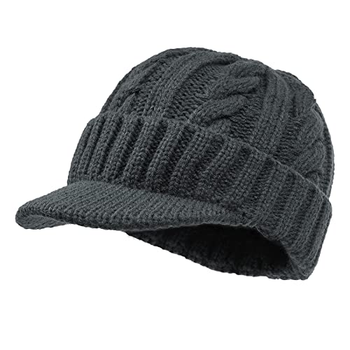 CLAPE Herren Mütze mit Schirm Wolle Strickmütze Outdoor Visor Beanie Knitted Hat Winter Warm Mütze für Herren Damen von CLAPE