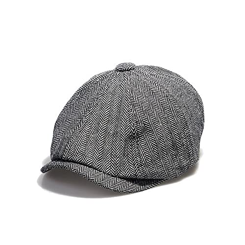 CLAPE Herringbone Shelby Mütze 8 Panel Baskenmütze Herren Tweed Schiebermmütze Schlägermütze Tellermütze Retro Gatsby Newsboy Cap von CLAPE