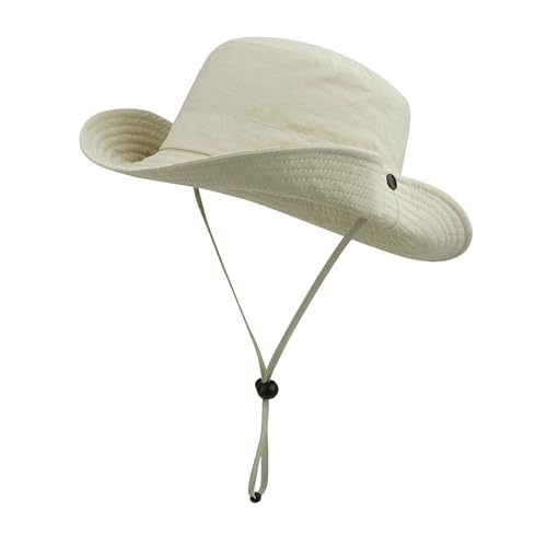 CLAPE Herren Wasserdicht Sonnenhut Faltbar Safari Hut Boonie Hut UV Schutz Buschhut mit Kinnband Sommer Fischerhut Cowboy-Stil Sun Hat von CLAPE
