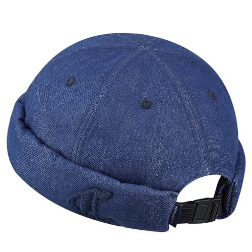 CLAPE Jeans Docker Cap Herren Damen Kappe Ohne Schirm Stickerei Dockermütze Seemannsmütze Verstellbar Beanie Watch Hat Royalblue HBMH1 von CLAPE