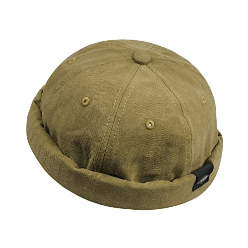 CLAPE Kappe Ohne Schirm Cotton Patchwork Docker Cap Seemannsmütze Hafenmütze Cuff Brimless Docker Hat 6 Panel Chef Kappe von CLAPE