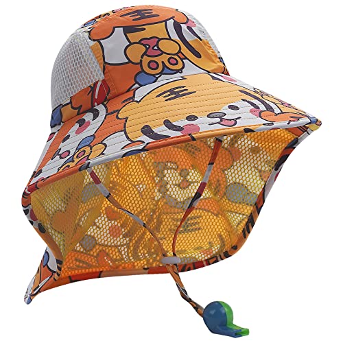 CLAPE Kids Sun Hat Mädchen Junge Sonnenhut aus Mesh UPF50+ Sommer Fischerhut Kinder Bucket Hat Nackenschutz Mütze mit Kinnriemen von CLAPE