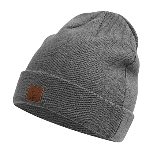 CLAPE Long Beanie Strickmütze Leatherpatch Beanie Mütze Acrylic Feinstrick Mütze Winter Beanie Hats Rollmütze Herren von CLAPE