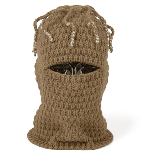 CLAPE Lustige Gestrickte Skimaske Sturmhaube Herren Elastisch Knitted Balaclava Vollgesichts Beanie Winter Maske Multifunktional Strickmütze von CLAPE