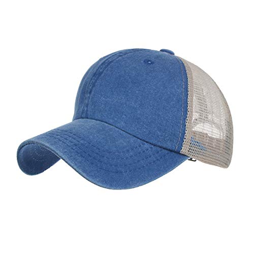 CLAPE Sommer Mesh Cap Herren Damen Baseball Trucker Hat Cap Atmungsaktiv Kappe UV-Schutz Schildmütze Washed Cotton Dad Cap Blue ZM02 von CLAPE