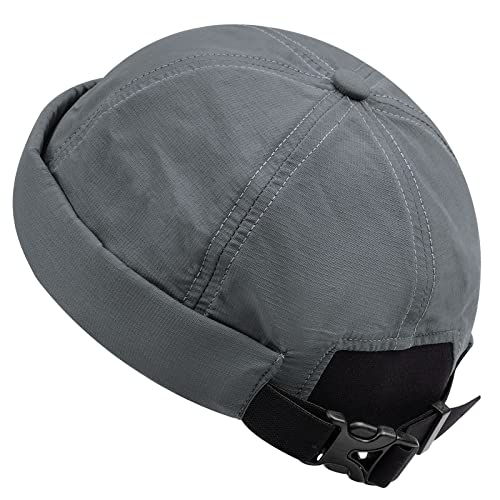 CLAPE Nylon Docker Cap Herren Docker Mütze Ohne Schirm Wasserdicht Seemannsmütze Cuff Brimless Hat Beanie Fischermütze 6 Panel Chef Kappe Grey CT86 von CLAPE