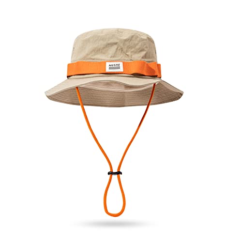 CLAPE Outdoor Hut Boonie Buschhut mit Kinnband UV Schutz Safari Hat Cowboy Fischerhut Verstellbar Schlapphut Wide Brim Sun Hat von CLAPE