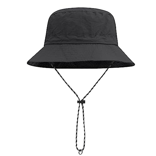 CLAPE Packbar Fischerhut Wasserdicht Sonnenhut UV Schutz Sommerhut mit Kinnband Wide Brim Bucket Hat Outdoor Wanderhut Schlapphut von CLAPE