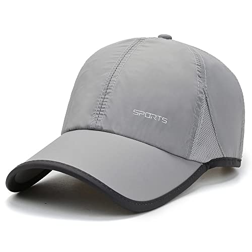 CLAPE Quick Dry Baseball Cap Wasserdicht Basecap Unstructured Sport Caps Sonnenschutz Outdoor Caps Leicht Lauf Cap Verstellbar Mesh Kappe Fitted Cap,Light Gray von CLAPE