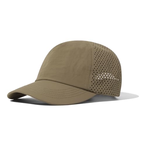 CLAPE Quick Dry Running Cap Mesh Basecap Herren Verstellbar Schildkappe Sommer Sonnenschutz Kappe Outdoor Fitted Kappe Khaki WBBC7 von CLAPE